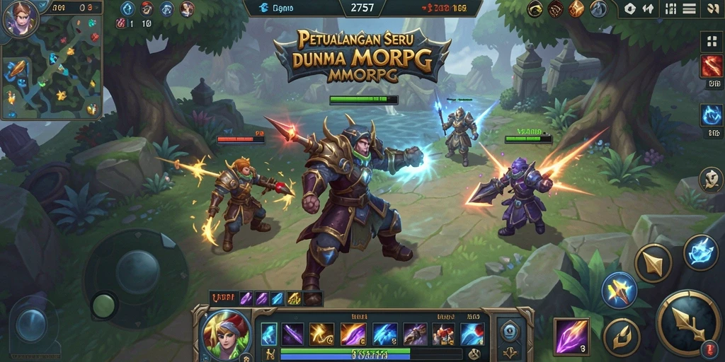 Tampilan gameplay seru di dunia MMORPG yang luas.
