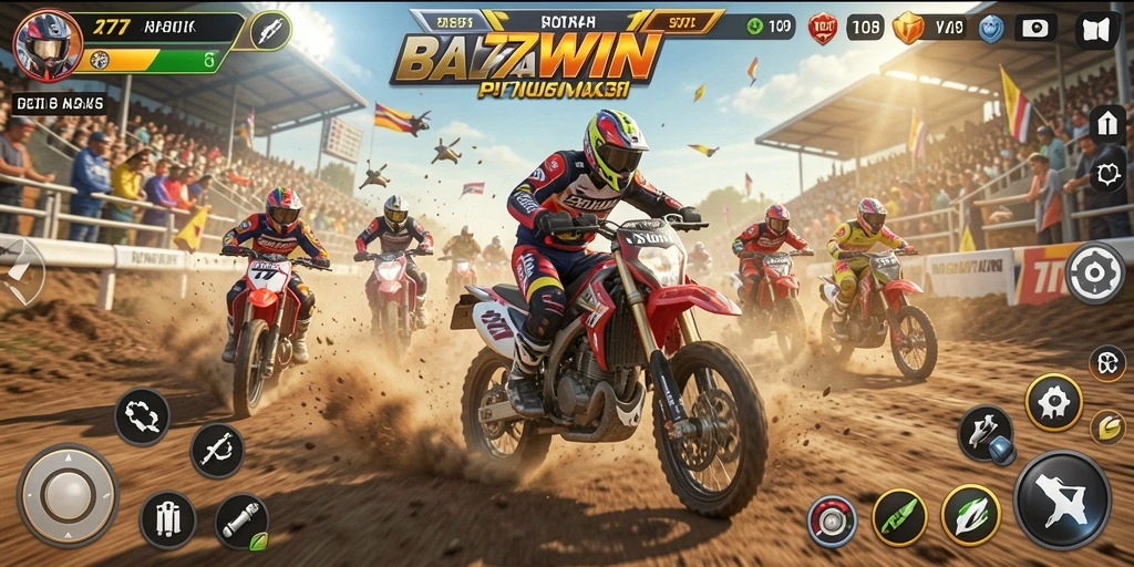Gameplay 77WIN dengan aksi balapan motor yang mendebarkan.