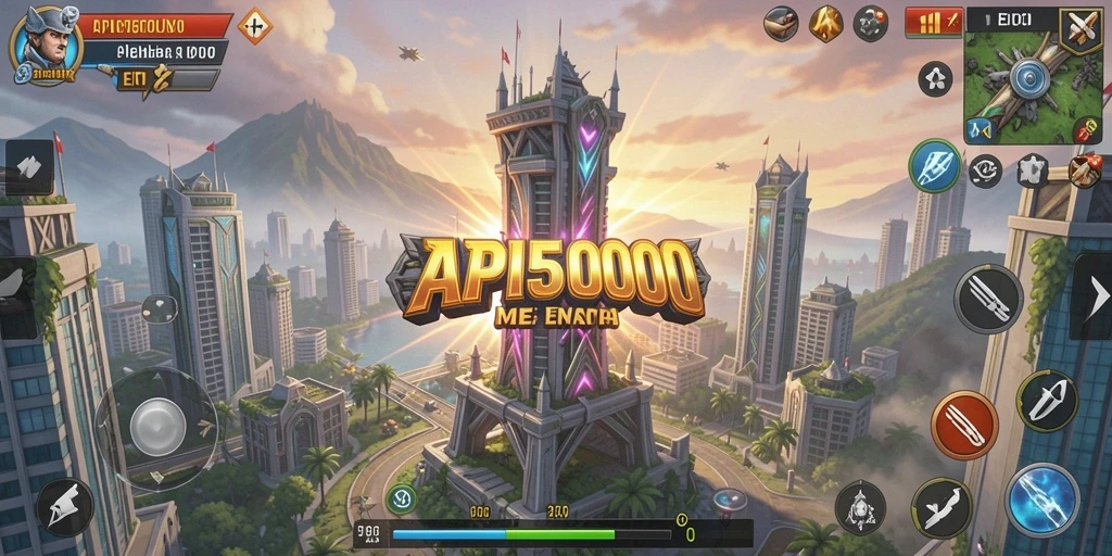 Tangkapan layar gameplay API5000 menampilkan aksi Tower Defense yang mendebarkan.