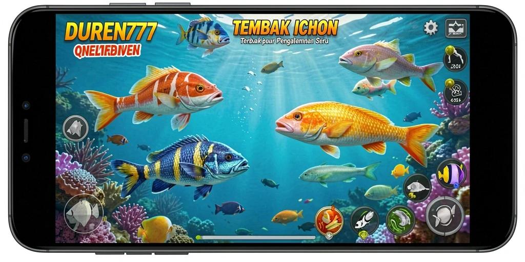 Screenshot DUREN777 menampilkan aksi seru menembak ikan.