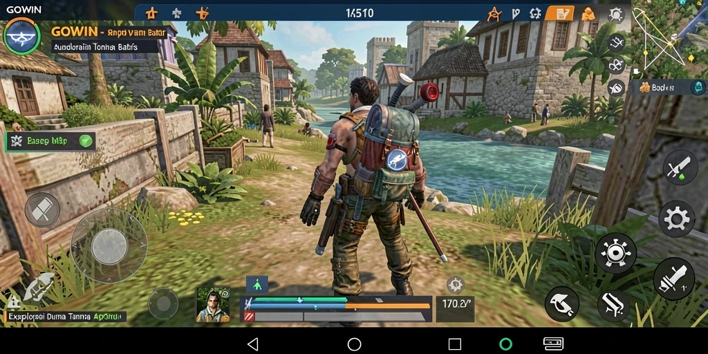 Tampilan gameplay GOWIN yang menakjubkan dengan eksplorasi dunia terbuka.