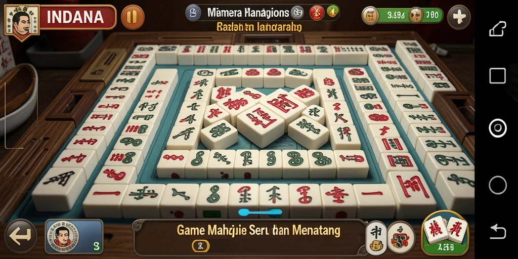 Tampilan gameplay seru dari INDAAA dengan ubin Mahjong.