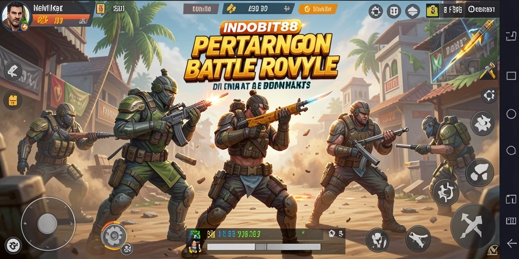 Tangkapan layar gameplay <strong>INDOBIT88</strong> menunjukkan tindakan seru dan strategi Battle Royale.