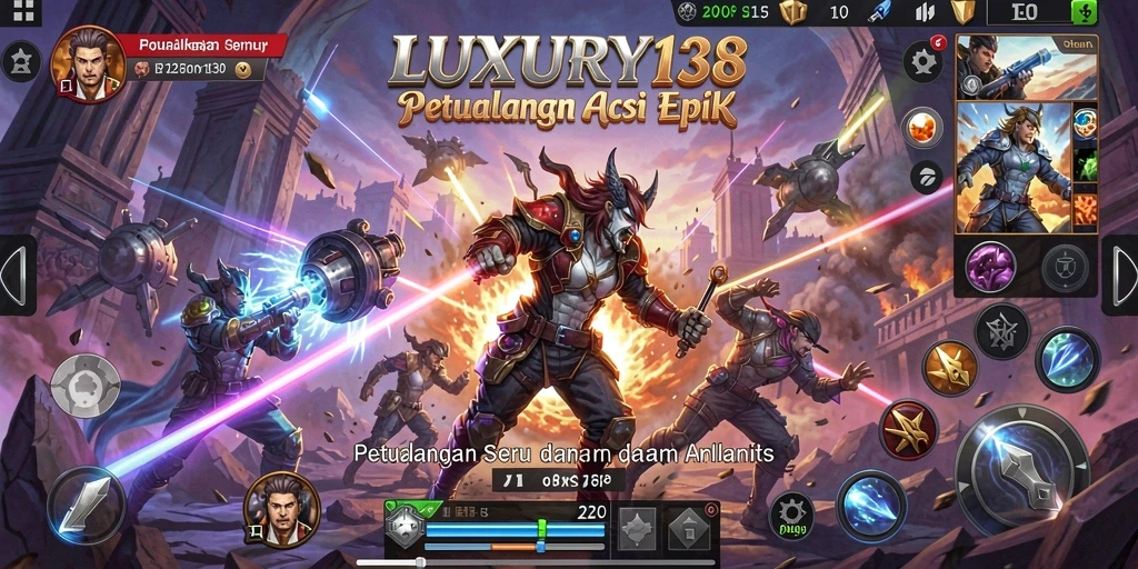 Tangkapan layar gameplay LUXURY138 menampilkan aksi mendebarkan di arena pertempuran.