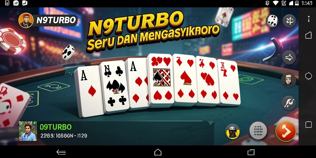 Screenshot gameplay N9TURBO yang seru saat bermain domino.