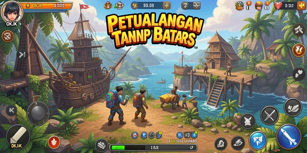 Tampilan gameplay OKJK menampilkan eksplorasi bebas dalam dunia terbuka.