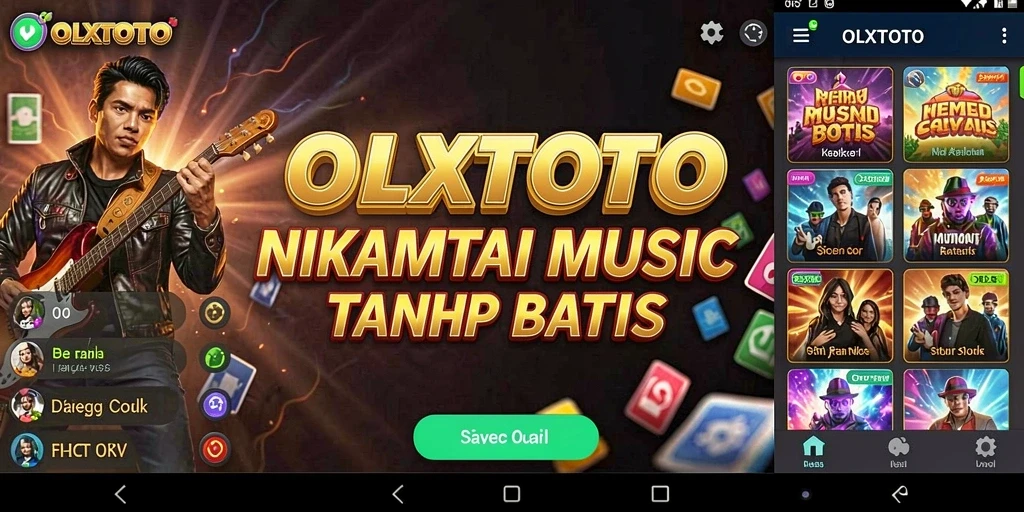 Screenshot OLXTOTO menampilkan antarmuka aplikasi musik yang menarik.