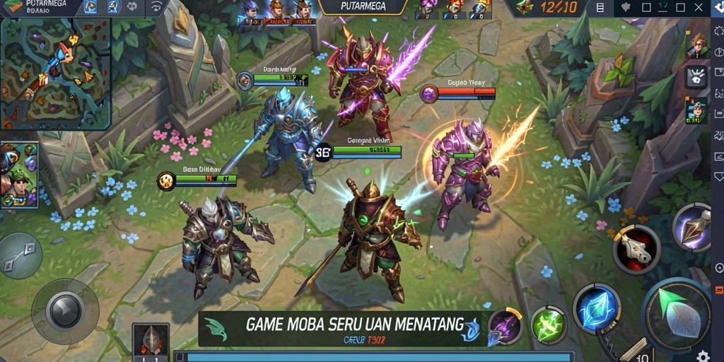 Gameplay seru dalam PUTARMEGA dengan aksi MOBA mendebarkan.