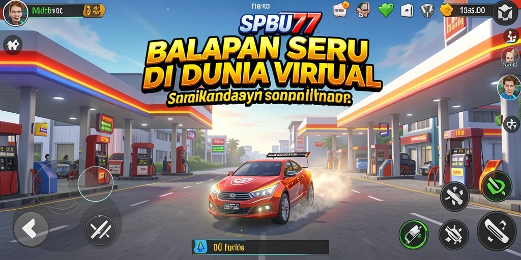 Tampilan gameplay SPBU77 dengan aksi balapan yang mendebarkan.