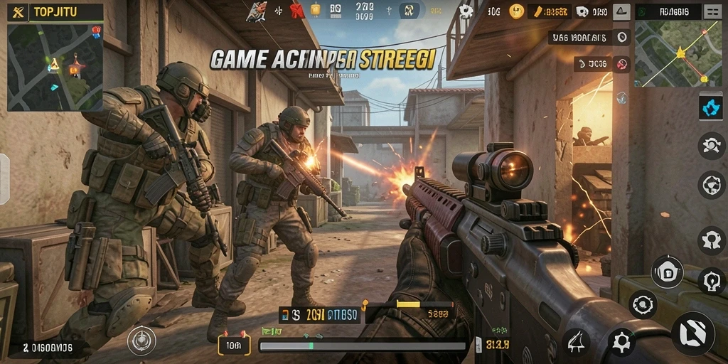 Gameplay intens di TOPJITU dengan pertempuran seru FPS.