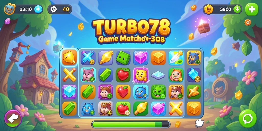 Tangkapan layar dari gameplay TURBO78, menunjukkan serunya bermain Match-3.