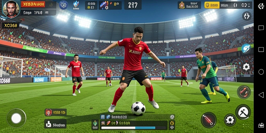Screenshot gameplay XO368 dengan aksi pemain di lapangan.